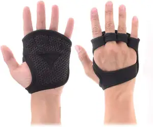 氯丁橡胶黑色手掌护板提升握把哑铃握把垫防滑训练手套健身房锻炼健身运动护手器