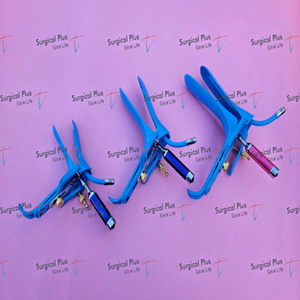 Espéculo Vaginal Graves con Fuente de Luz, Tallas S, M, L, Recubrimiento de Nailon Azul, Ginecología - Product Image 1