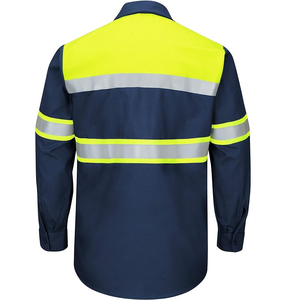 Camisa de seguridad con botones de manga completa para hombre, camisa con botones de seguridad para hombre con logotipo serigrafiado personalizado de alta visibilidad, camisa con botones de seguridad reflectante para hombre - Product Image 2