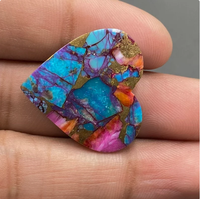 Pierre précieuse naturelle AMARA en forme de cœur, cuivre et turquoise, effet œil de chat, taille haute technologie, pour la fabrication de bijoux