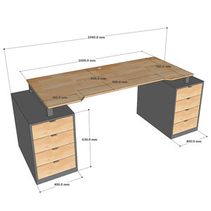 Escritorio de Juegos Estable en Forma de Z con Altura Ajustable, 160x70cm, Superficie de Carbono, Estructura de Hierro y Madera de Caucho, 2 Cajones, para Hogar, Oficina, Dormitorio - Product Image 6