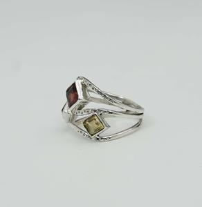 แหวนเปิดซิกแซกสีเงินสเตอริง925แข็งตัดทรงสี่เหลี่ยมพลอยพลอยอเมทิสต์สีแดงอมิทรีนตั้งค่าขอบเจ้าหญิงตัด - Product Image 2