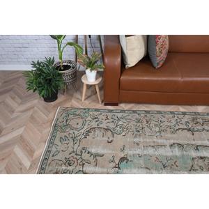 Alfombra Vintage de 5.8x9.2 pies, Alfombra Turca Grande, Alfombra a Rayas Azul y Marrón - Product Image 3