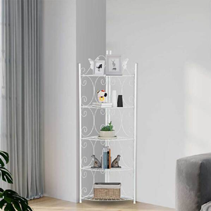 Petite étagère d'angle en métal noir à trois niveaux pour les espaces restreints. Stockage durable disponible à prix de gros. - Product Image 4