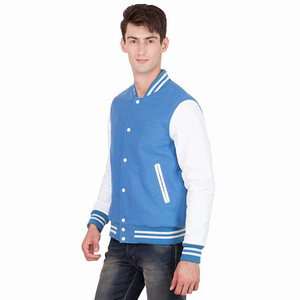 Nouvelles vestes Varsity blanc et bleu clair de haute qualité pour hommes vêtements de mode durables vestes Letterman fabriquées au Pakistan - Product Image 5