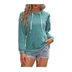 Sudadera con capucha y bolsillo de canguro color sólido de manga larga para mujer ODM al por mayor 100% algodón polar invierno Bangladesh fábrica personalizada - Product Image 3