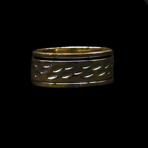 Elegante anillo giratorio de plata con textura de moda, anillo de estilo clásico chapado en oro 925 de plata de ley brillante - Product Image 2