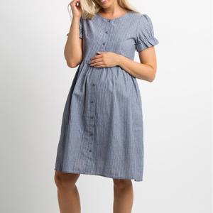 Respirant personnalisé imprimé robe de grossesse décontracté femmes maternité longue robe couleur unie femmes robe de maternité bas quantité minimale de commande - Product Image 2