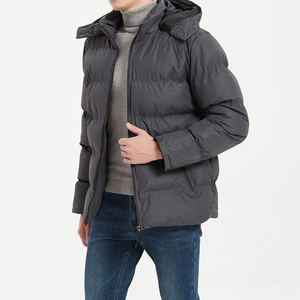 Veste d'hiver en coton épais pour hommes Pull matelassé de style décontracté avec capuche et fermeture éclair Col montant Toile enduite de tissu - Product Image 4