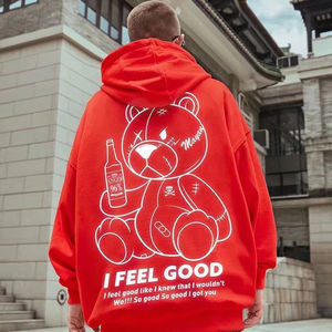 Sudaderas con capucha de moda para hombre, sudaderas con estampado de oso de cerveza, ropa informal de Hip Hop con cremallera, sudaderas con capucha de gran tamaño informales de otoño 2023 - Product Image 5