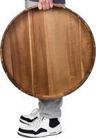 Grand pouf naturel écologique en bois d'acacia personnalisé pour servir du café, du thé, du petit déjeuner, table basse décorative, planche à fromage
