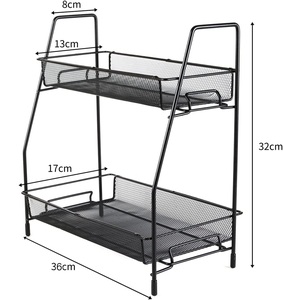 Étagère murale en métal pour épices Organisateur d'assaisonnement de comptoir Étagère de rangement de cuisine avec support Bocaux Étagère à épices pour la cuisine - Product Image 6
