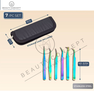 Pince à épiler en acier inoxydable de bonne qualité, couleur arc-en-ciel, par concept de beauté écologique - Product Image 2