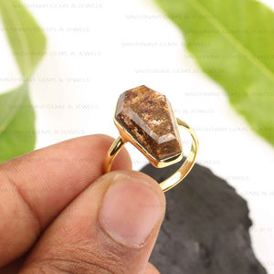Latest Design Natural Bronzite 11x17mm Coffin <b>Ring</b> 925 Sterling Silver 18K Gold Plated Eternity Vermeil <b>Dainty</b> Women's Jewelry - Product Image 5