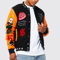 Premium Winter Letterman Varsity Jacke Streetwear Polyester Baumwolle Denim Langarm Stehkragen Vintage Sportbekleidung Atmungsaktiv