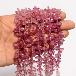 ลูกปัดแซฟไฟร์ลูกปัดทรงลูกแพร์สีชมพูลูกปัดพลอยแซฟไฟร์สีชมพูลูกปัดแซฟไฟร์สำหรับทำเครื่องประดับ - Product Image 2