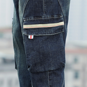 กางเกงยีนส์ขาสั้นสำหรับผู้ชาย, แฟชั่นใหม่2025กางเกงคาร์โก้ทรงสกินนี่กางเกงขายาวผ้ายีนส์กระเป๋าผ้ายืดสีน้ำเงิน - Product Image 5