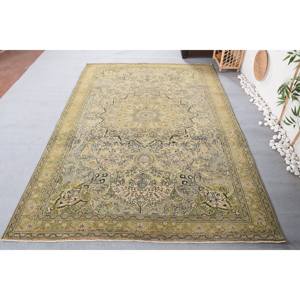 Tapis Vintage Turc Classique Vert Beige Laine 6.3 'X 9.5' Tapis En Peluche Fait Main Patchwork Latex Rectangle Couloir Nouveau Design - Product Image 5