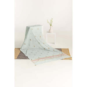 Dupatta en mousseline de soie teinte en fil et imprimée par blocs, modèle DUP-24-29 - Product Image 1