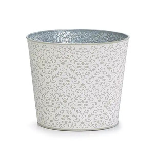 Pot de fleurs rond galvanisé de couleur zinc en fer au design unique pour la maison et le jardin Décor de pépinière Jardinières de sol - Product Image 6