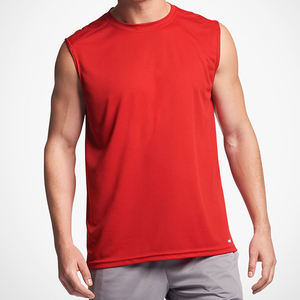Vente en gros de t-shirts de gym personnalisés pour hommes t-shirts rouges sans manches musclés pour hommes - Product Image 1