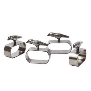 Rond de Serviette en Métal Décoratif Centre de Table Argent Mat Poli Rond Martelé Fleur Anneau de Serviette - Product Image 3