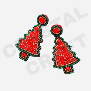 Pendientes colgantes rojos de Navidad Nueva llegada Cuentas hechas a mano transfronterizas Oro Creativo de moda para fiestas Estilo Cristiano - Product Image 1
