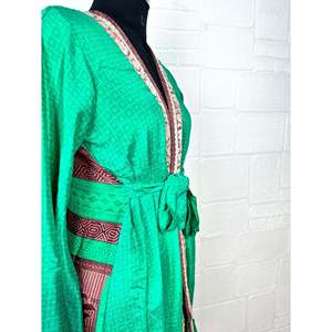Recycled Vintage Silk Sari <b>Robe</b> Boho Floral Print Dressing Gown <b>Beach</b> Coverup or Bridesmaid Anniversary Gift - Product Image 5