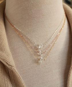 สร้อยคอช็อคเกอร์เงินแท้ 925 ชุบทอง ประดับด้วยคริสตัลเฮอร์คิเมอร์ไดมอนด์ธรรมชาติ ดีไซน์เนอร์ทำมือ เรียบหรู สไตล์มินิมอล - Product Image 2