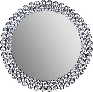 Miroir mural en métal argenté avec cadre en diamant radiant pour une élégance intemporelle et des reflets époustouflants dans une décoration intérieure moderne - Product Image 1