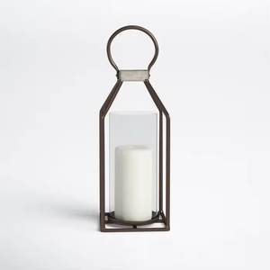 Lanterne à bougie enduite de bleu de fer de conception antique verre clair décoration d'éclairage de mariage à la maison article en métal à prix économique - Product Image 6