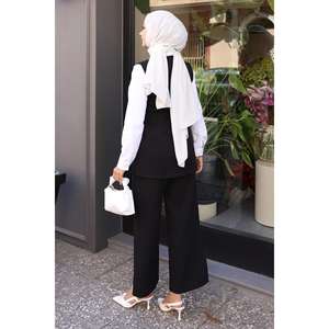 Ensemble décontracté noir à imprimé floral avec gilet et pantalon, ceinture incluse, en tissu tissé, longueurs longues et mi-longues, saison estivale, taille XL - Product Image 4