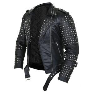 <b>Men</b> PU Leather Motorcycle <b>Jacket</b> <b>Fur</b> Trim Front Logo Customizable High Street Style Zipper Closure Wholesale - Product Image 3