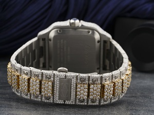 Montre de luxe sertie de moissanite, cadran carré, deux tons, style hip-hop, diamant, automatique, montre-bracelet - Product Image 5