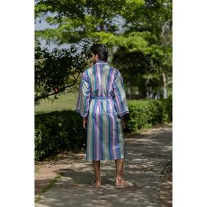 Pure Cotton Boho Men's Kimono <b>Robe</b> Geometric Luxury Dressing Gown Summer Unisex Onesie Bathrobe Relax Fit <b>Beach</b> Fleece - Product Image 3