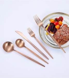 hot sale Luxury Stainless Steel wedding <b>black</b> plated <b>Cutlery</b> with handle flatware spoon and fork <b>set</b> safe and healthy - Product Image 3