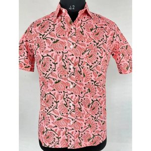 Chemise d'été décontractée en pur coton pour homme, imprimé artisanal, confortable pour le jardin, le pique-nique, cadeau pour papa urbain, tissu popeline ODM - Product Image 1