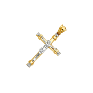 Top Tendance 14K Jaune Or Rose Bicolore Plaqué Enfants Religieux Crucifix Fantaisie Décoratif Christian Bijoux Zircon Métal - Product Image 2