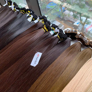 Extensiones de cabello humano de punta plana Cabello crudo vietnamita dibujado doble 100g Onda natural Longitud estirada Todos los colores y toda la longitud - Product Image 1