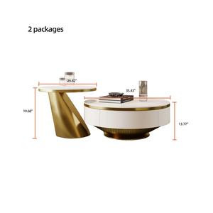 Table basse moderne écologique, combinaison de meubles de salon, table ronde en ardoise, design luxueux, cadre en acier inoxydable - Product Image 6