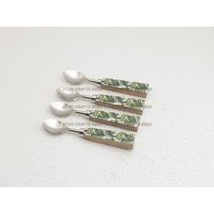 Vente chaude Résine Poignée En Acier Inoxydable Couverts Ensemble Couteau Servir Fourchette Cuillère Portable 24pcs Vaisselle Vaisselle Ensemble - Product Image 4