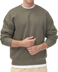 Jersey básico para hombre, sudadera gruesa, holgada, de lana suave, cuello redondo, para invierno, poliéster/algodón, teñido liso - Product Image 2