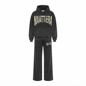 Conjunto de Sudadera Oversize Lavada Personalizada y Pantalones Anchos de Felpa para Mujer, Chándal de Algodón con Estampado Gráfico Estilo Urbano OEM ODM - Product Image 4