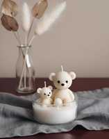 Bougie parfumée pour bébé en gros, bougie de luxe de créateur Teddy, étiquette personnalisée, cadeau de retour d'anniversaire, bougie personnalisée, boîte personnalisée