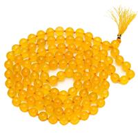 Perles de mala en pierre cornaline jaune pierre naturelle de guérison jaap mala colliers perles mala 108 pierres précieuses cristal agate grossiste
