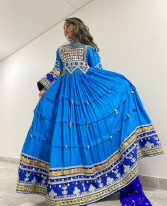 Nueva camisa de falda larga étnica afgana con escotes y mangas bordados hechos a mano-Vestido kuchi al por mayor - Product Image 4