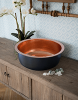 Cuenco de pedicura para Spa de cobre de lujo de alta calidad martillado a mano forma redonda grande salón belleza Spa uso función de masaje