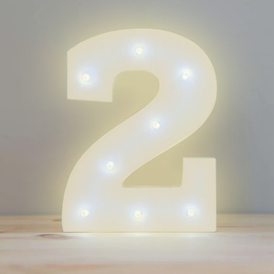 Lumière LED acrylique numéro 2, lumière chaude, alimentée par batterie - Product Image 1
