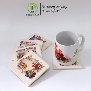Ensemble de sous-verres carrés en céramique de haute qualité écologique, décoration de style de vie, vente en gros, bon prix, provenant du Vietnam - Product Image 3