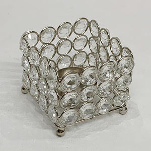 Elegant Silver Candle Votive <b>Holders</b> Top Design Metal/Crystal <b>Tealights</b> for Home & Christmas Decor <b>Glass</b> Lanterns & Candle Jars - Product Image 1